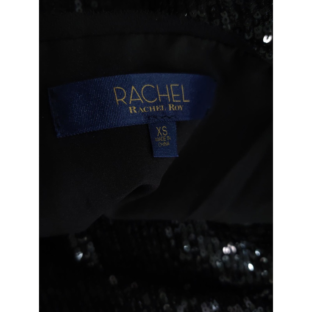 3/20 RACHEL Rachel Roy Black Glitter Sleeveless Keyhole Neck Shift Mini Dress XS - Picture 4 of 10
